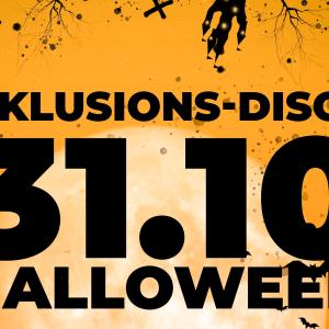 Poster in Orange mit Halloweendekoration und Aufdruck 31.10. Halloween Disco